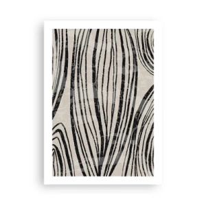 Póster - Líneas negras abstractas sobre un fondo beige - 50x70cm - Salpicadura de líneas - Decoración de pared moderna para salón y dormitorio ARTTOR