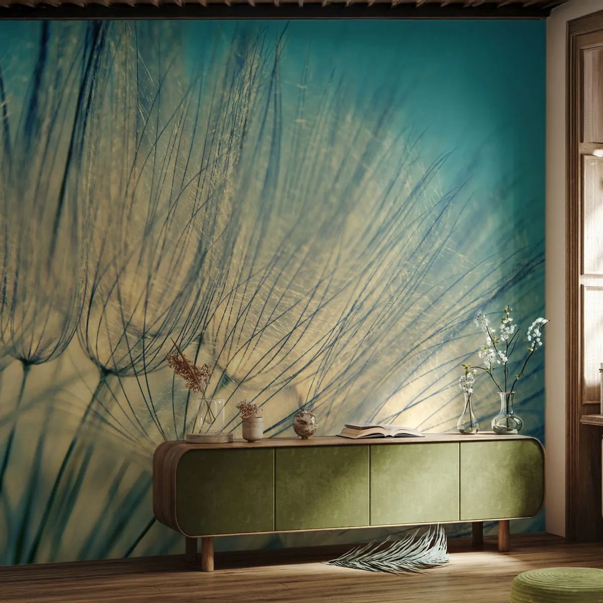 Fotomural Premium Sand - Esperando el viento - Diente de león, Prado, Naturaleza - 500x350 cm