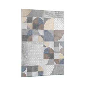 Cuadro sobre vidrio - Impresiones sobre Vidrio - Composición geométrica abstracta con diversas formas y tonalidades de gris. - 50x70cm - Fantasía cerámica - Decoración de pared moderna para salón y dormitorio ARTTOR