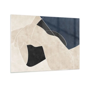 Cuadro sobre vidrio - Impresiones sobre Vidrio - Abstracción moderna con formas y líneas contrastantes. - 70x50cm - Composición abstracta - contraste de colores - Decoración de pared moderna para salón y dormitorio ARTTOR