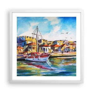 Póster en marco blanco - Tarde de arco iris - 50x50 cm