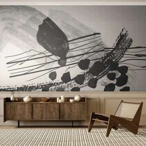 Fotomural Autadhesivo Deluxe Sticker - Abstracción orgánica en blanco y negro - Abstracción, Moderno, Pedazo - 400x280 cm