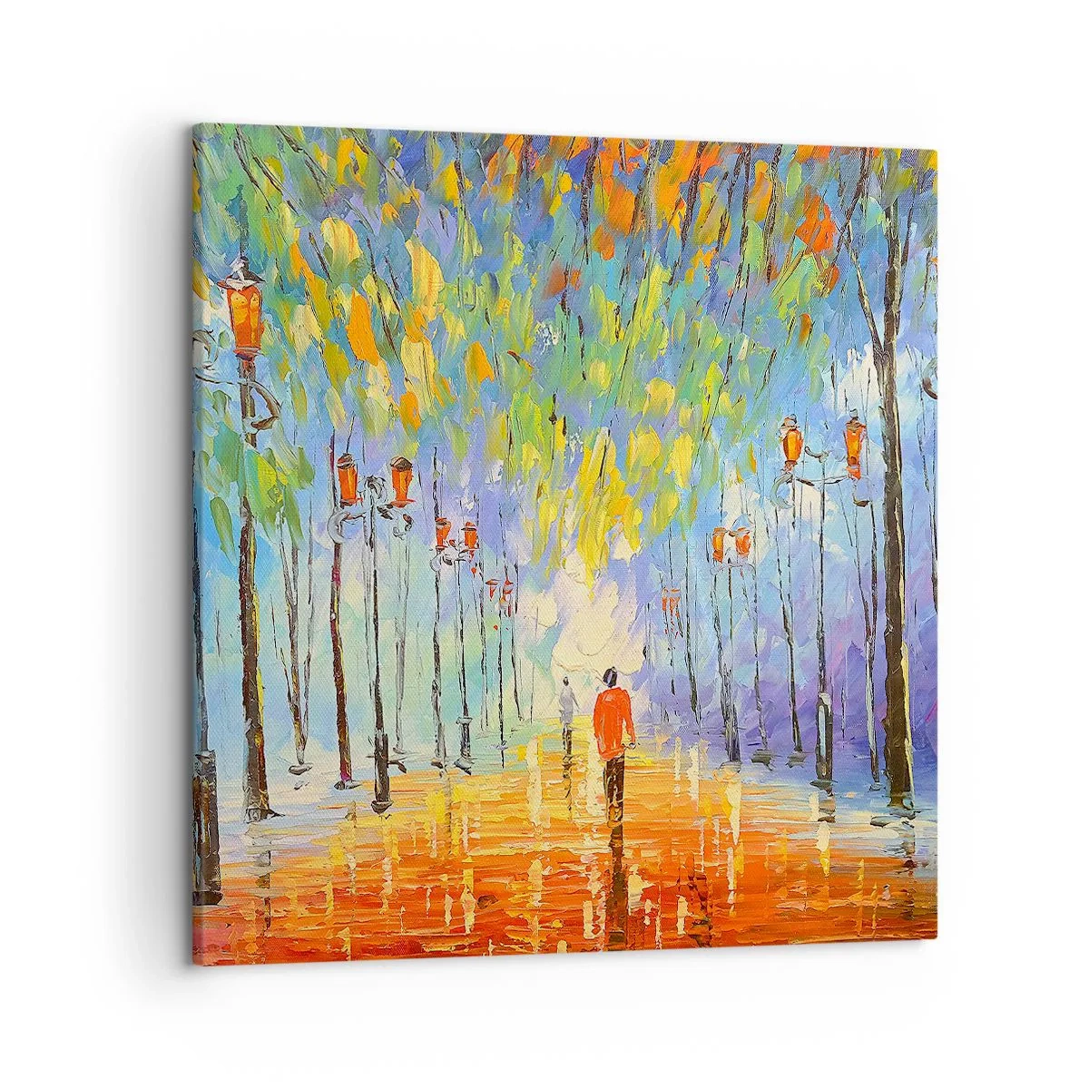 Cuadro sobre lienzo - Impresión de Imagen - La canción nocturna de la lluvia - 50x50 cm