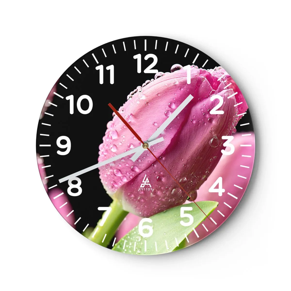 Reloj de pared - Reloj de vidrio - Un sueño de lilas en el rocío - 30x30 cm