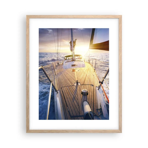 Póster en marco roble claro - Corriendo sobre las olas - 40x50 cm