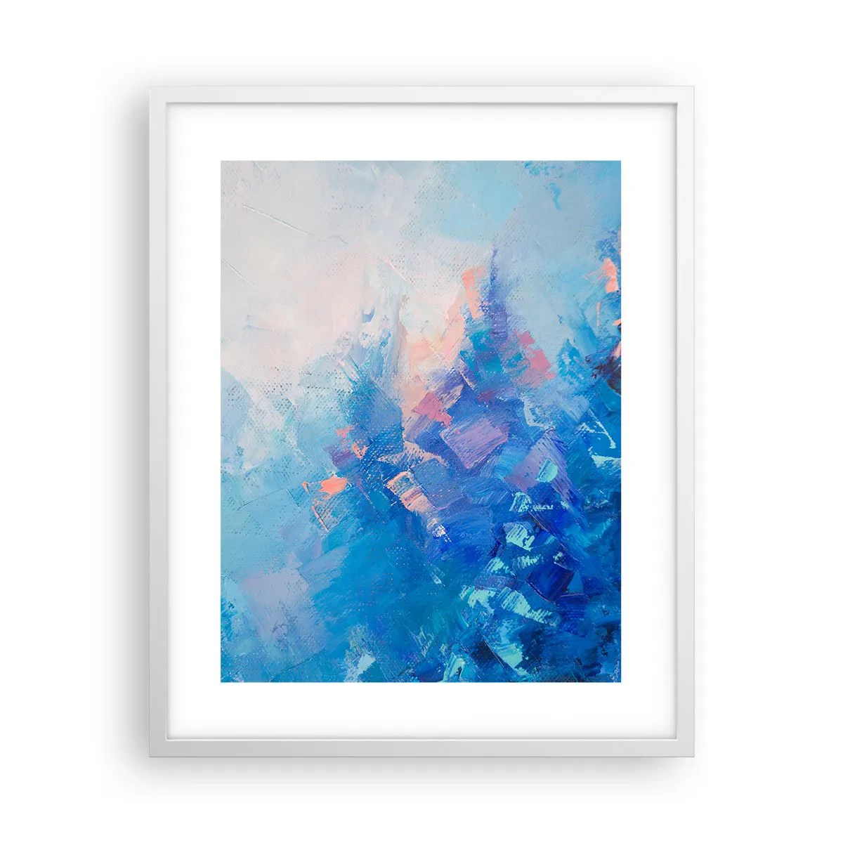 Póster en marco blanco - Abstracción invernal - 40x50 cm