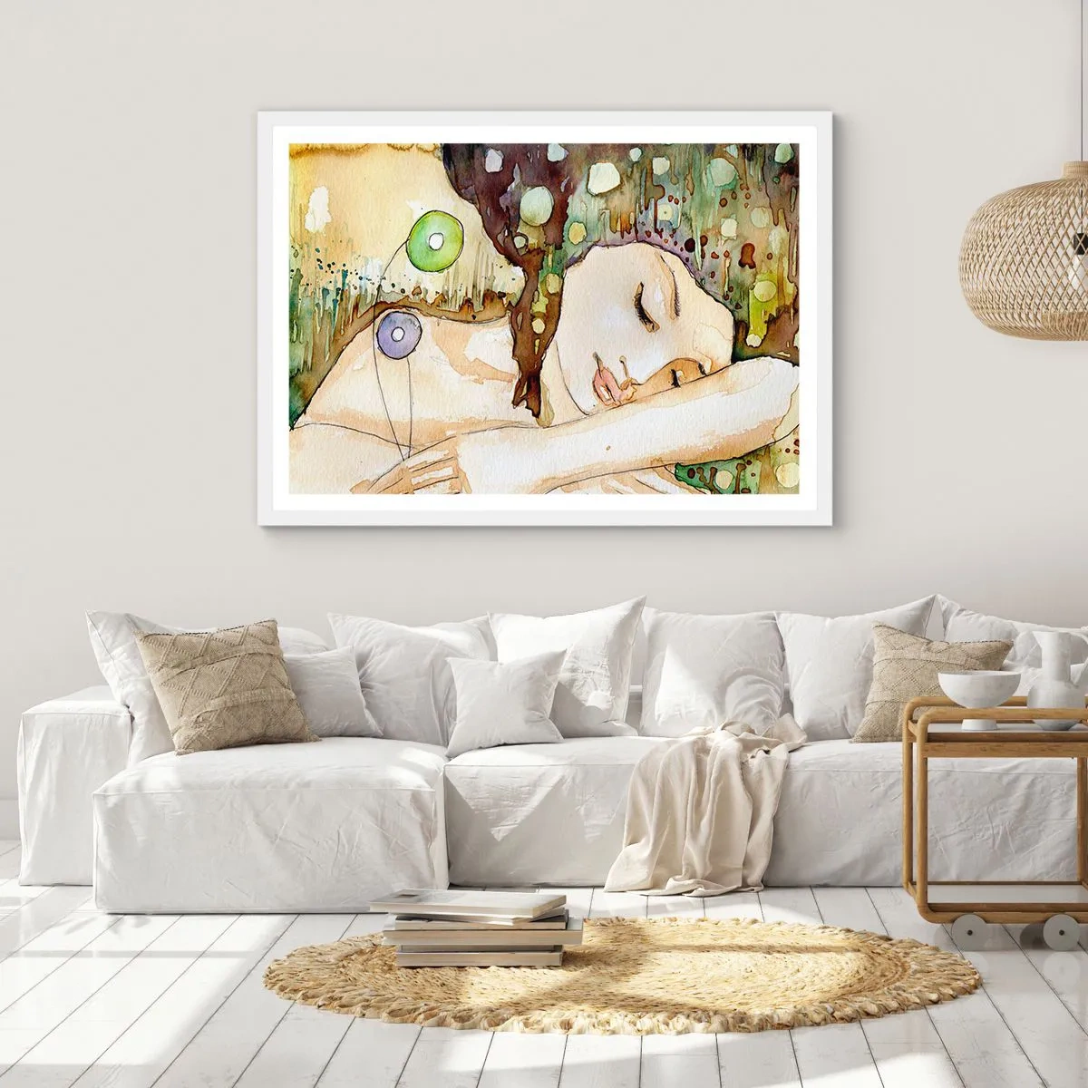 Póster en marco blanco - Sueño esmeralda y violeta - 70x50 cm