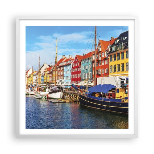 Póster en marco blanco - Muelle alegre - 60x60 cm