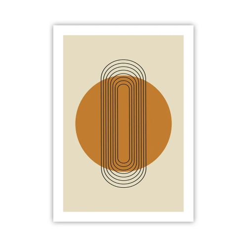 Póster - Patrón geométrico con círculos y líneas naranjas. - 50x70cm - El plan perfecto - Decoración de pared moderna para salón y dormitorio ARTTOR