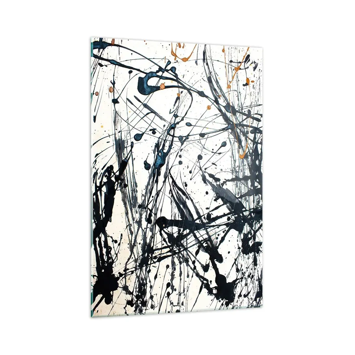 Cuadro sobre vidrio - Impresiones sobre Vidrio - Una pintura abstracta con salpicaduras de pintura en patrones dinámicos. - 70x100cm - Abstracción expresionista - Decoración de pared moderna para salón y dormitorio ARTTOR
