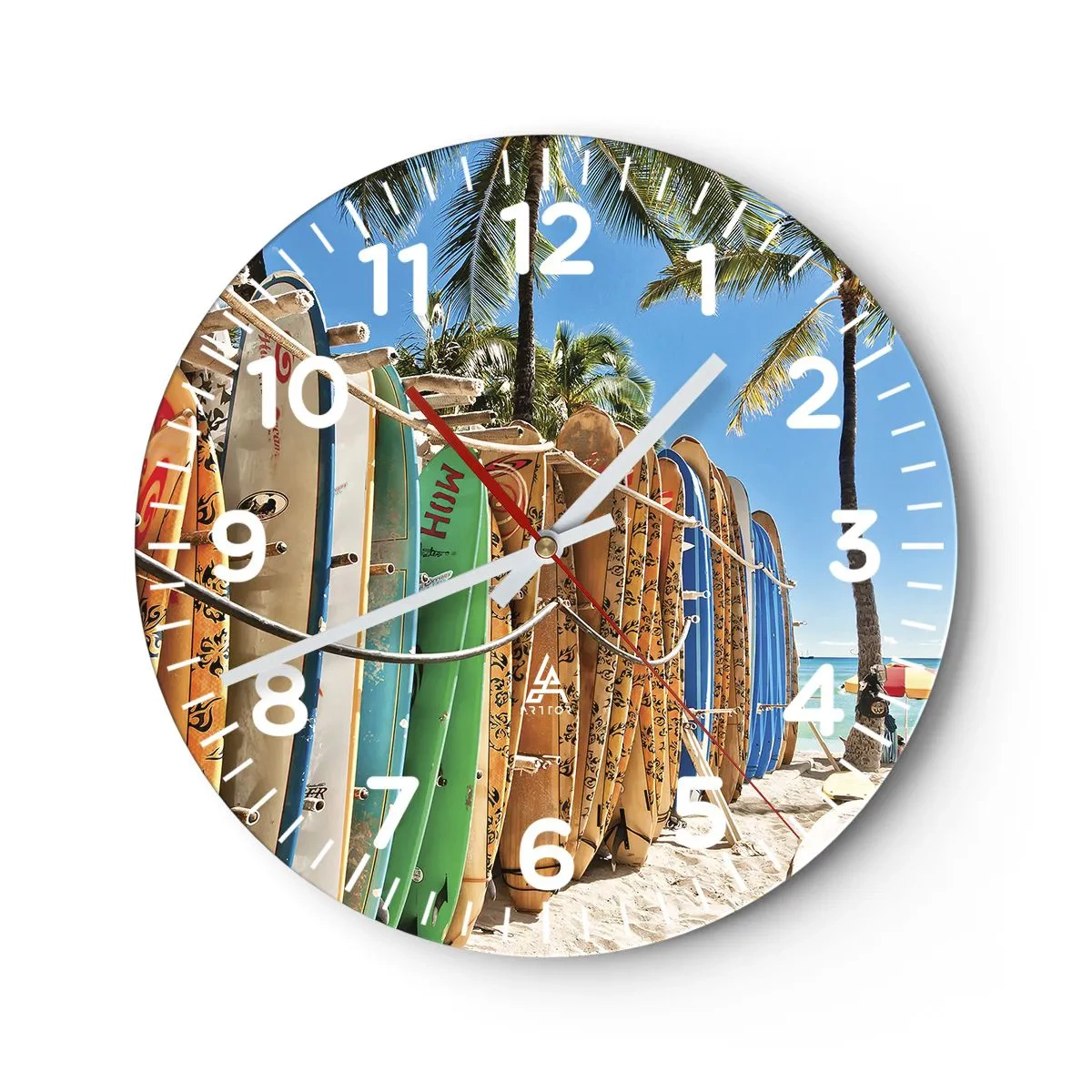Reloj de pared - Reloj de vidrio - Diversión soleada - 30x30 cm