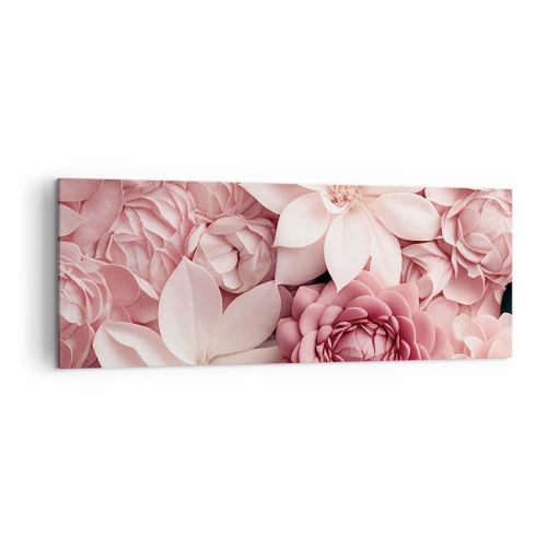 Cuadro sobre lienzo - Impresión de Imagen - Flores en tonos rosa y blanco en un enfoque artístico. - 140x50cm - Entre pétalos rosas - Decoración de pared moderna para salón y dormitorio ARTTOR