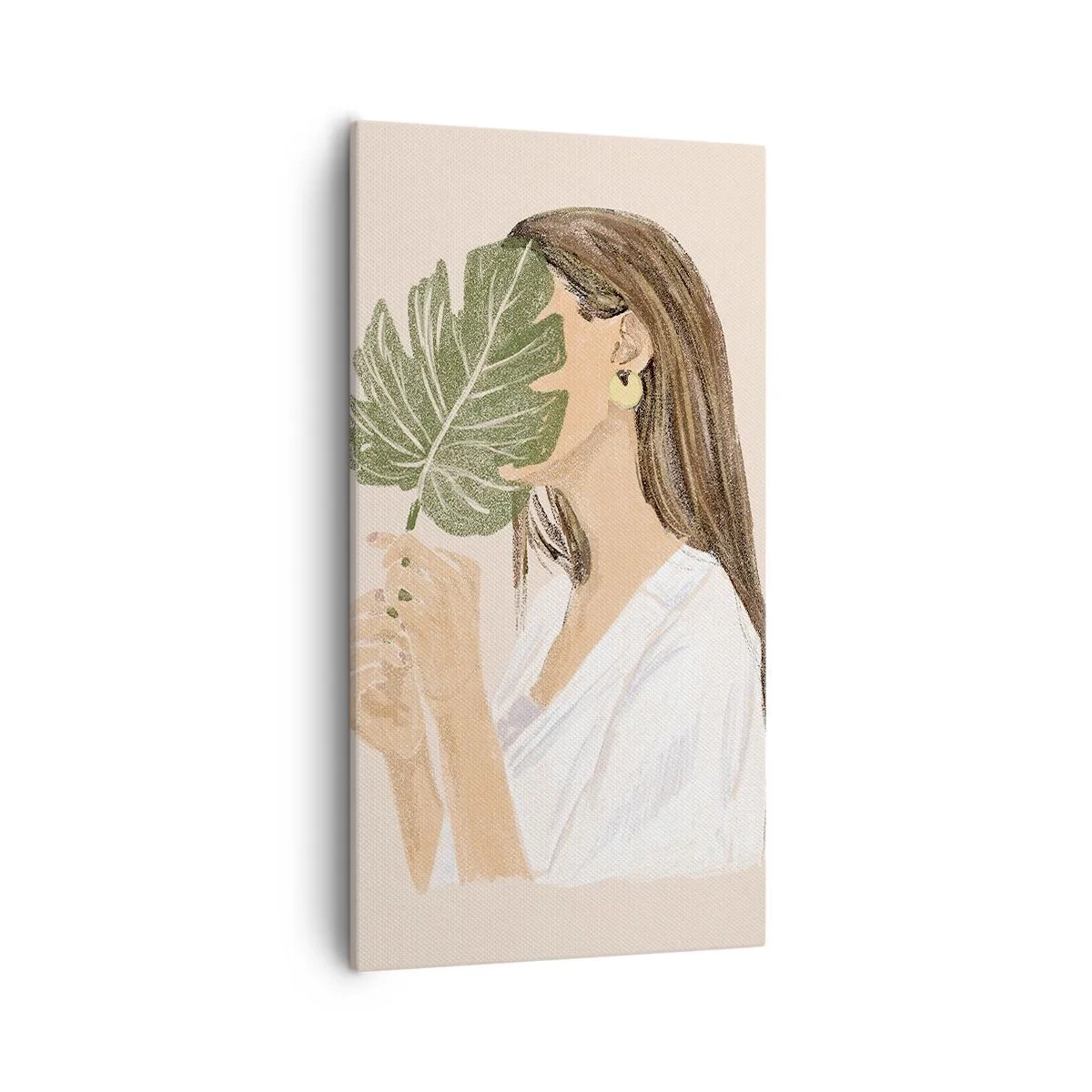 Cuadro sobre lienzo - Impresión de Imagen - Retrato misterioso con un abanico - 55x100 cm