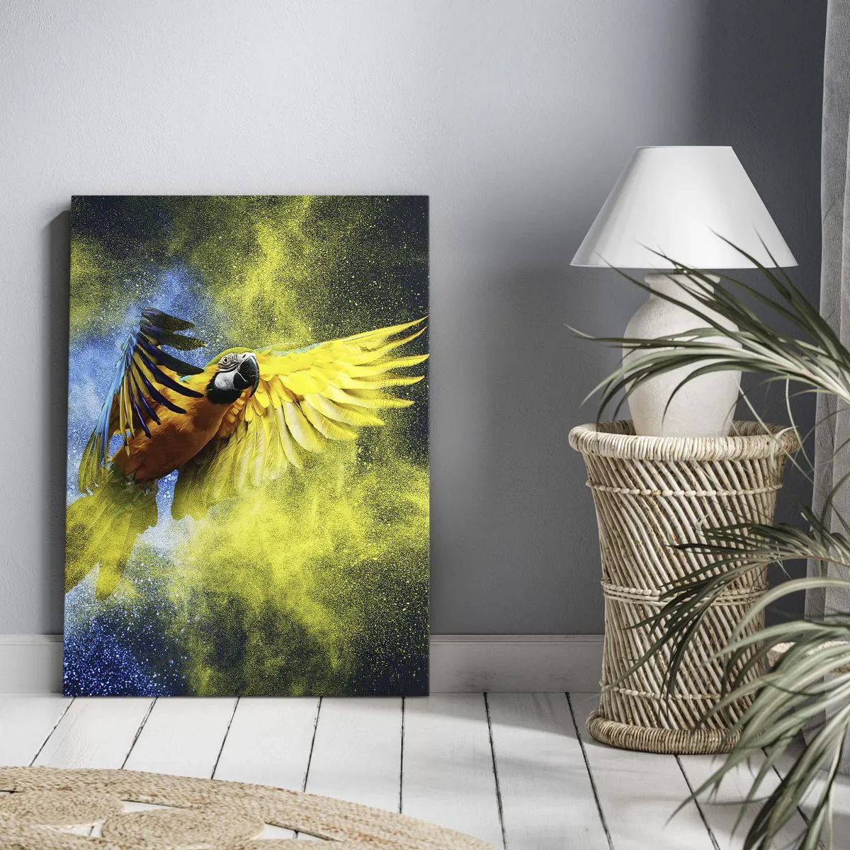 Cuadro sobre lienzo - Impresión de Imagen - En polvo azul y dorado - 65x120 cm