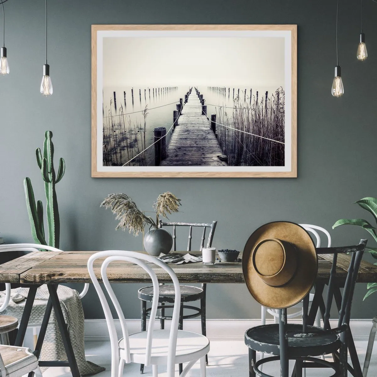 Póster en marco roble claro - Sumergirse en la paz - 100x70 cm