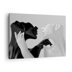 Cuadro sobre lienzo - Impresión de Imagen - Siluetas en blanco y negro en primer plano dinámico - 70x50cm - Atracción - deseo - Decoración de pared moderna para salón y dormitorio ARTTOR