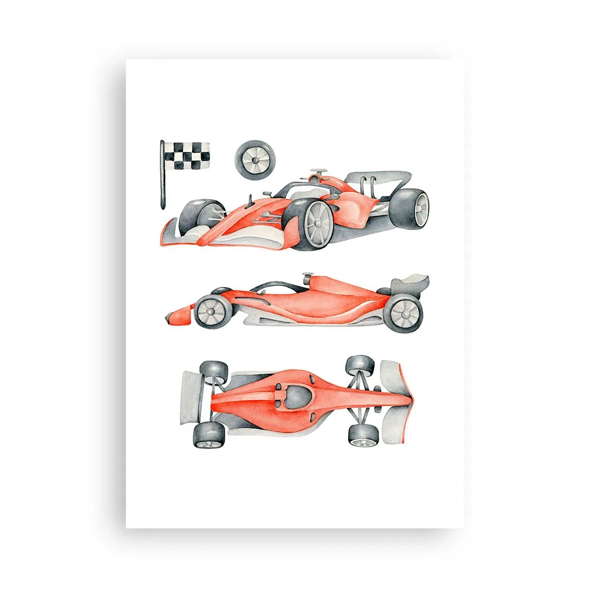 Póster - Ilustración en acuarela de un coche de carreras - 50x70cm - Para alcanzar un sueño - Decoración de pared moderna para salón y dormitorio ARTTOR