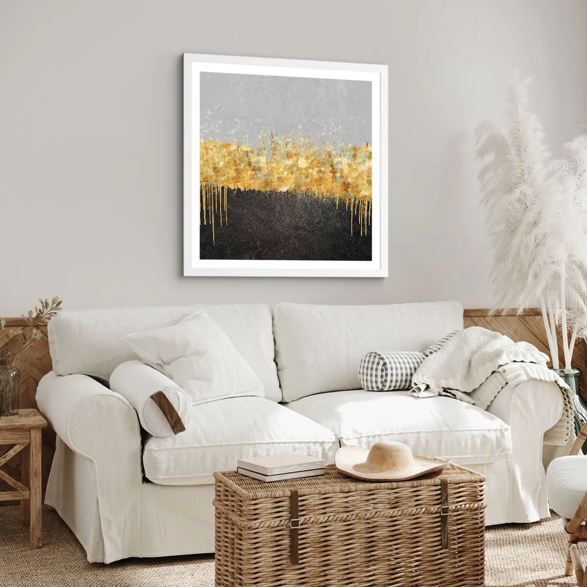 Póster en marco blanco - Hacia arriba y hacia abajo - 50x50 cm