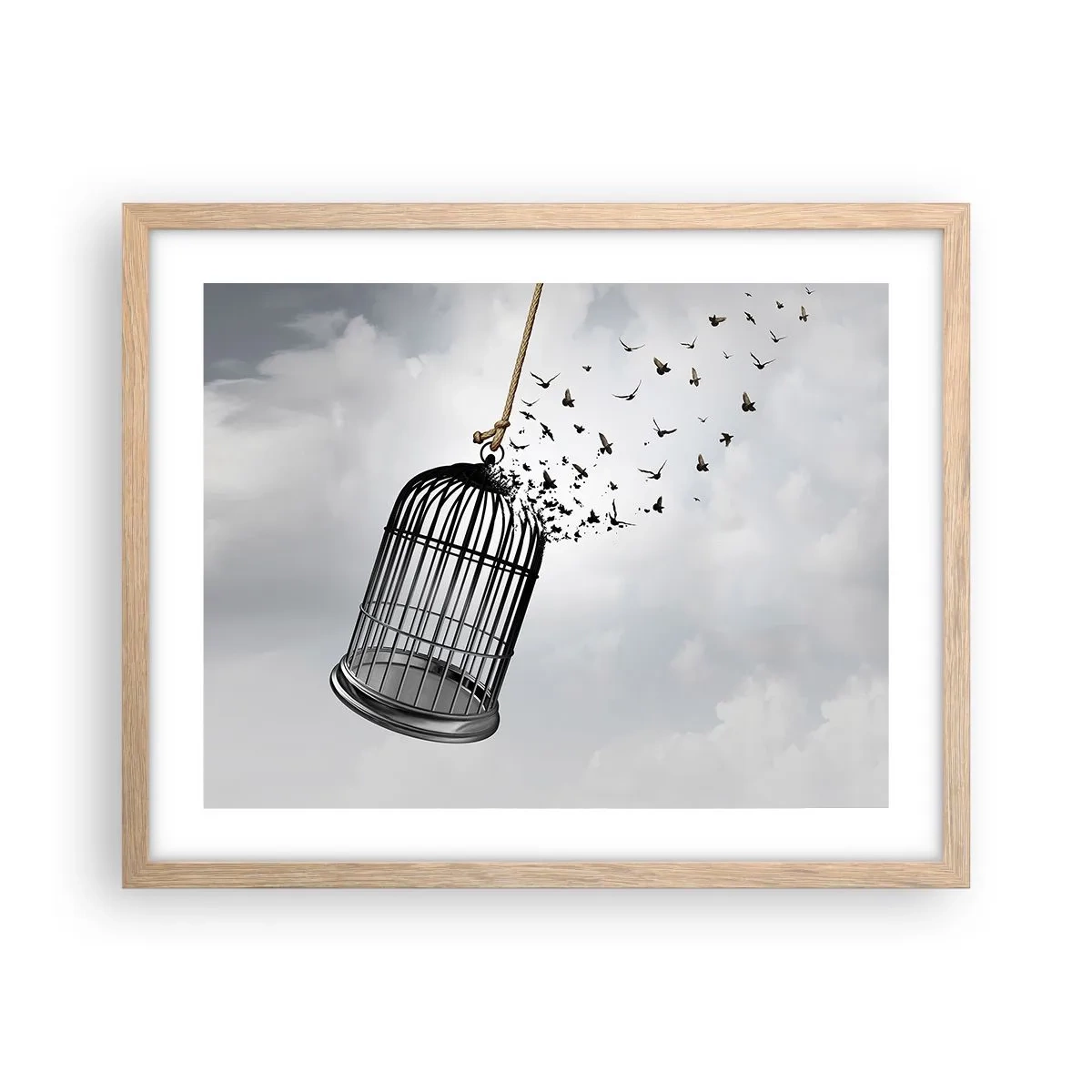 Póster en marco roble claro - Fe... Esperanza... ¡Libertad! - 50x40 cm