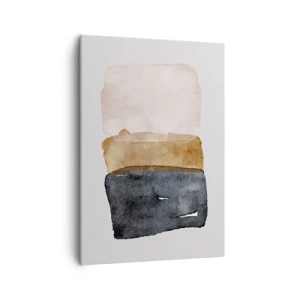 Cuadro sobre lienzo - Impresión de Imagen - Una composición minimalista de tres rectángulos en tonos tierra. - 50x70cm - Una composición de colores tierra - Decoración de pared moderna para salón y dormitorio ARTTOR