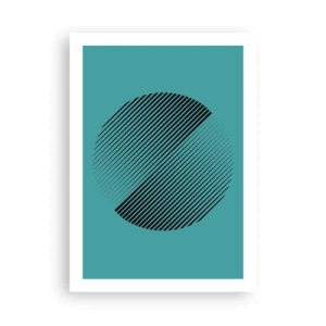 Póster - Gráfico circular minimalista con líneas sobre un fondo turquesa. - 50x70cm - El círculo: una variación geométrica - Decoración de pared moderna para salón y dormitorio ARTTOR