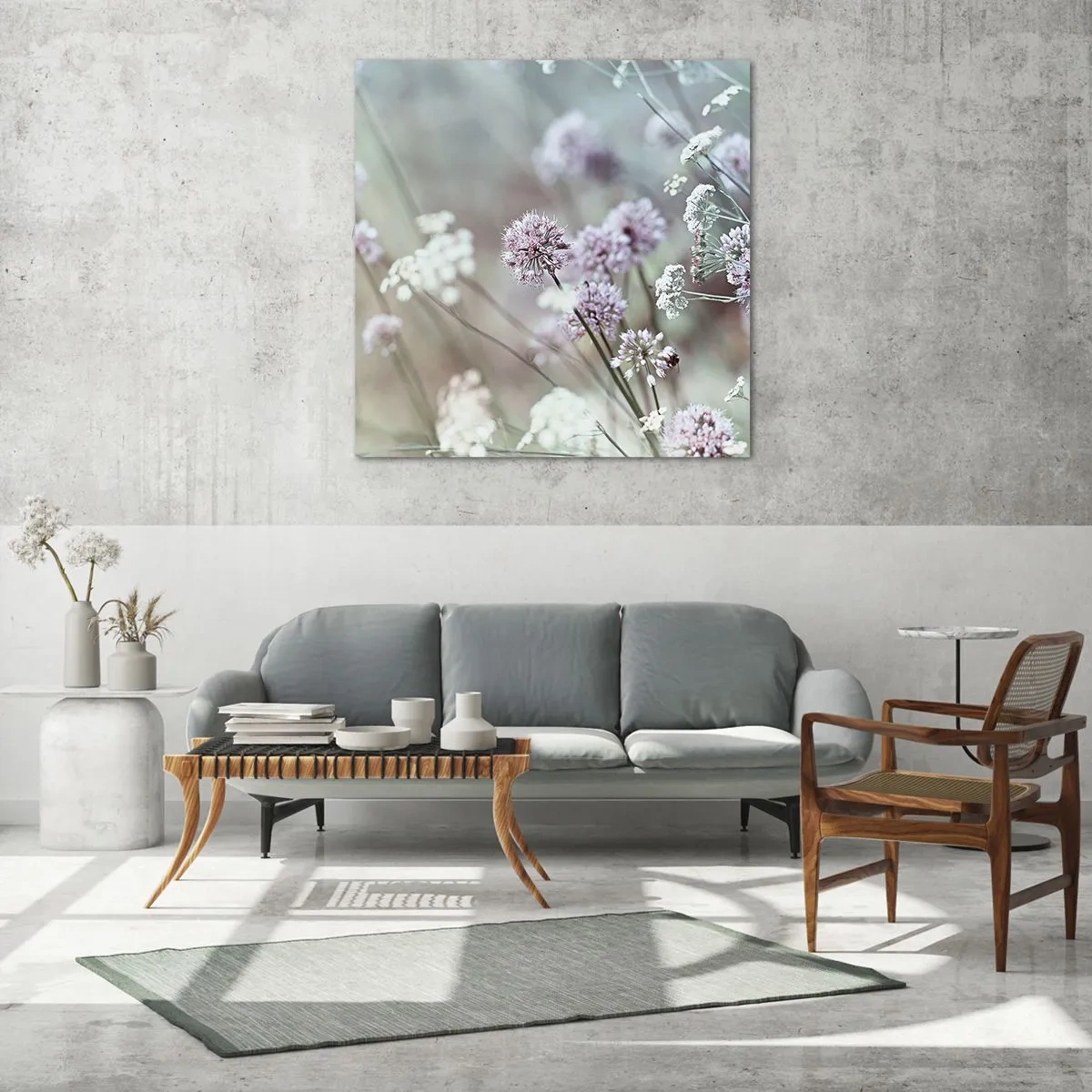 Cuadro sobre vidrio - Impresiones sobre Vidrio - Dulces filigranas de hierbas - 70x70 cm