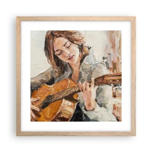 Póster en marco roble claro - Concierto de guitarra y corazón joven - 40x40 cm