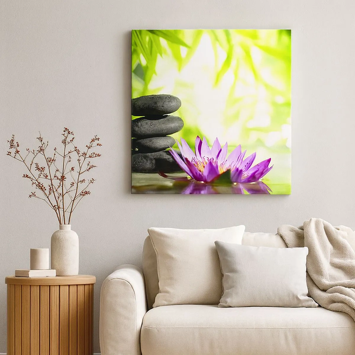 Cuadro sobre lienzo - Impresión de Imagen - En una cabaña de bambú - 30x30 cm