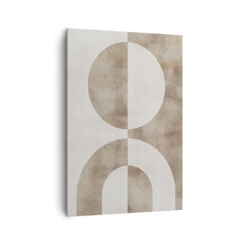 Cuadro sobre lienzo - Impresión de Imagen - Un cuadro abstracto en tonos beige con formas geométricas y simetría. - 70x100cm - Similitudes y diferencias - Decoración de pared moderna para salón y dormitorio ARTTOR