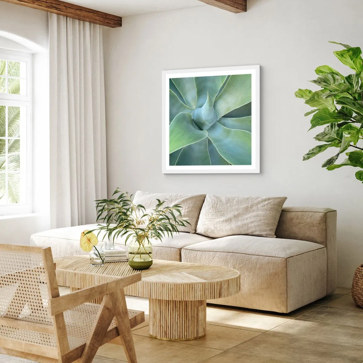 Póster en marco blanco - El nacimiento del verde - 60x60 cm