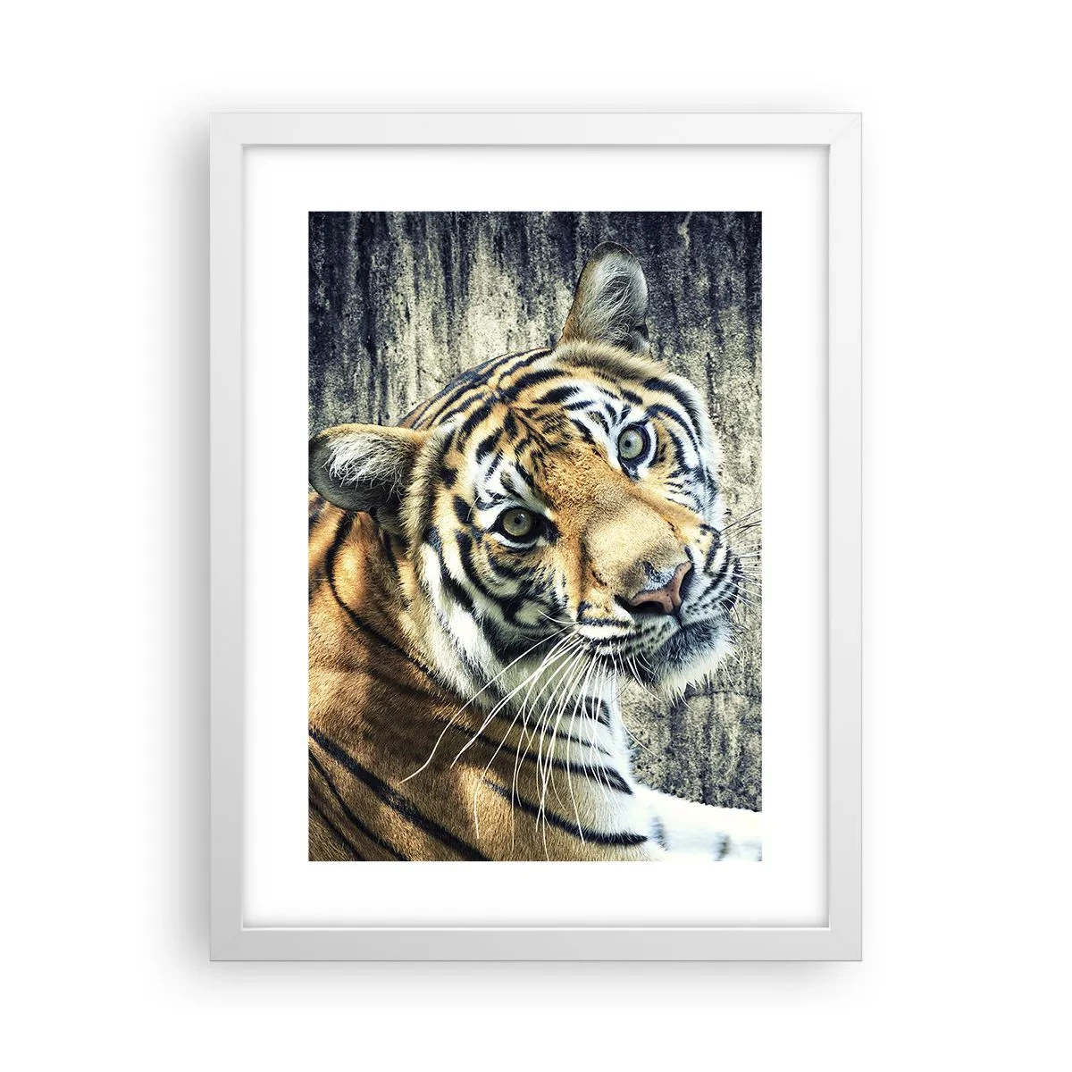 Póster en marco blanco - Retrato en corrientes de luz - 30x40 cm