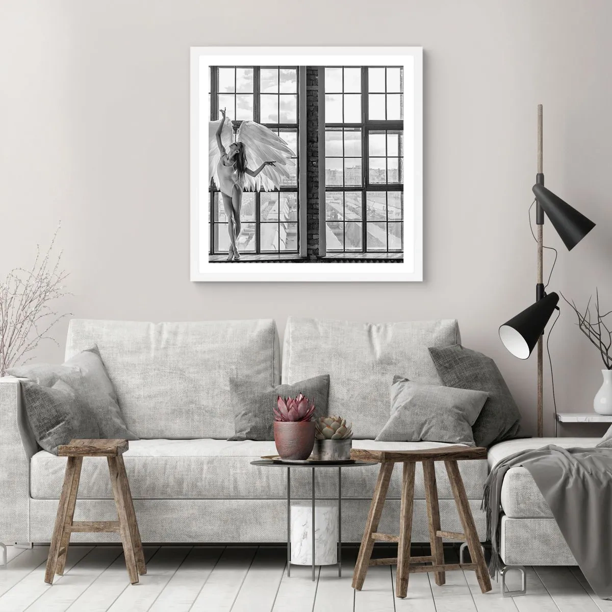 Póster en marco blanco - ¿Ciudad de los ángeles? - 60x60 cm