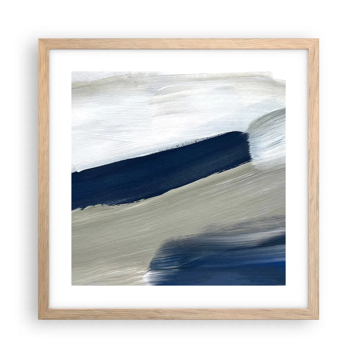 Póster en marco roble claro - Encuentro con el blanco - 40x40 cm