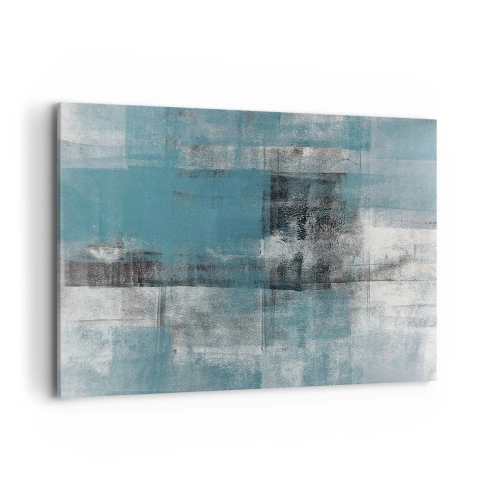Cuadro sobre lienzo - Impresión de Imagen - Una composición abstracta en tonos azules con textura y capas. - 120x80cm - Agua y aire - Decoración de pared moderna para salón y dormitorio ARTTOR
