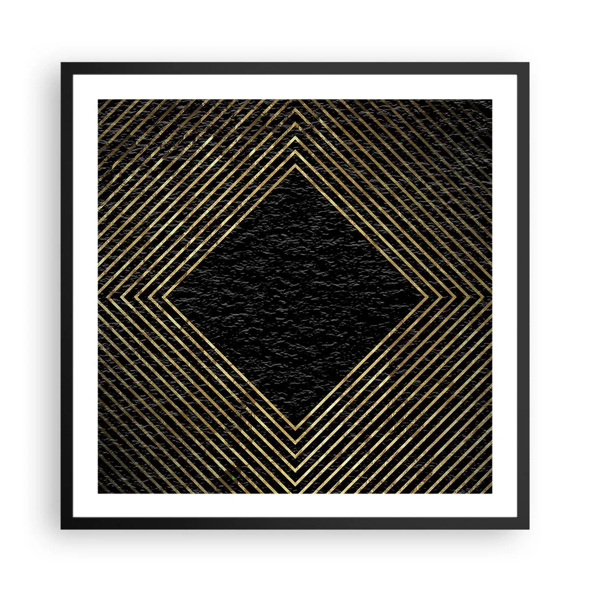 Póster en marco negro - Geometría al estilo glamour - 60x60 cm