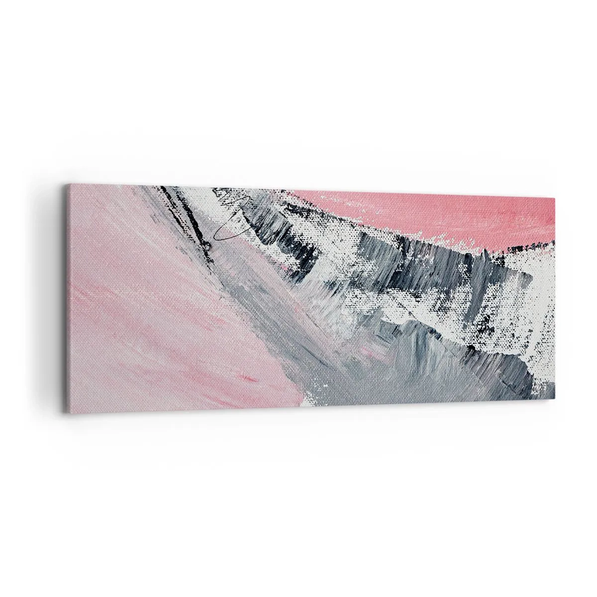 Cuadro sobre lienzo - Impresión de Imagen - Una composición abstracta en tonos rosa y gris. - 120x50cm - Composición a juego - Decoración de pared moderna para salón y dormitorio ARTTOR