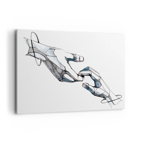 Cuadro sobre lienzo - Impresión de Imagen - Representación artística de una mano en forma minimalista y geométrica. - 120x80cm - Un buen gesto - Decoración de pared moderna para salón y dormitorio ARTTOR