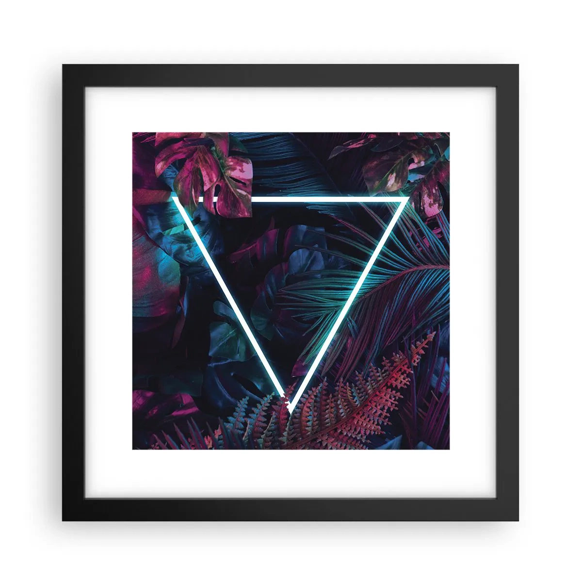 Póster en marco negro - Jardín fluorescente - 30x30 cm