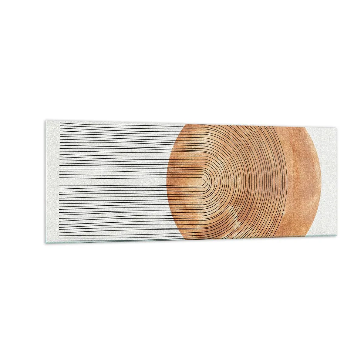 Cuadro sobre vidrio - Impresiones sobre Vidrio - Composición geométrica con círculos y líneas en colores cálidos. - 140x50cm - Una composición soleada - Decoración de pared moderna para salón y dormitorio ARTTOR