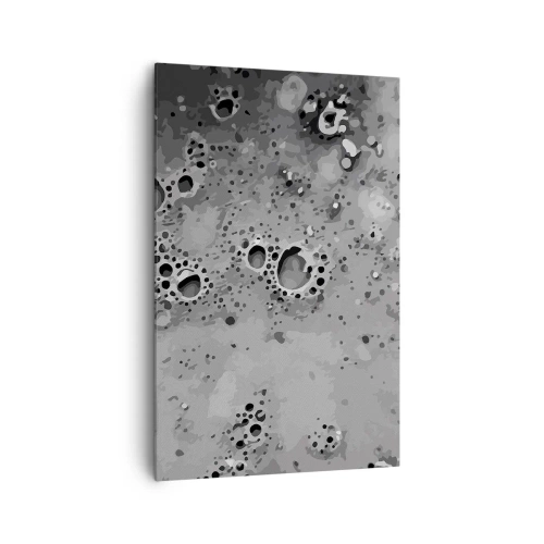 Cuadro sobre lienzo - Impresión de Imagen - Patrón abstracto de burbujas en blanco y negro - 80x120cm - Como un paisaje lunar - Decoración de pared moderna para salón y dormitorio ARTTOR
