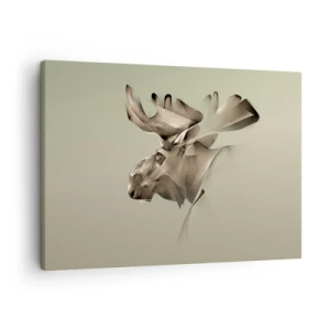 Cuadro sobre lienzo - Impresión de Imagen - Una imagen abstracta de un alce sobre un fondo minimalista. - 70x50cm - El suave poder de la paz - Decoración de pared moderna para salón y dormitorio ARTTOR