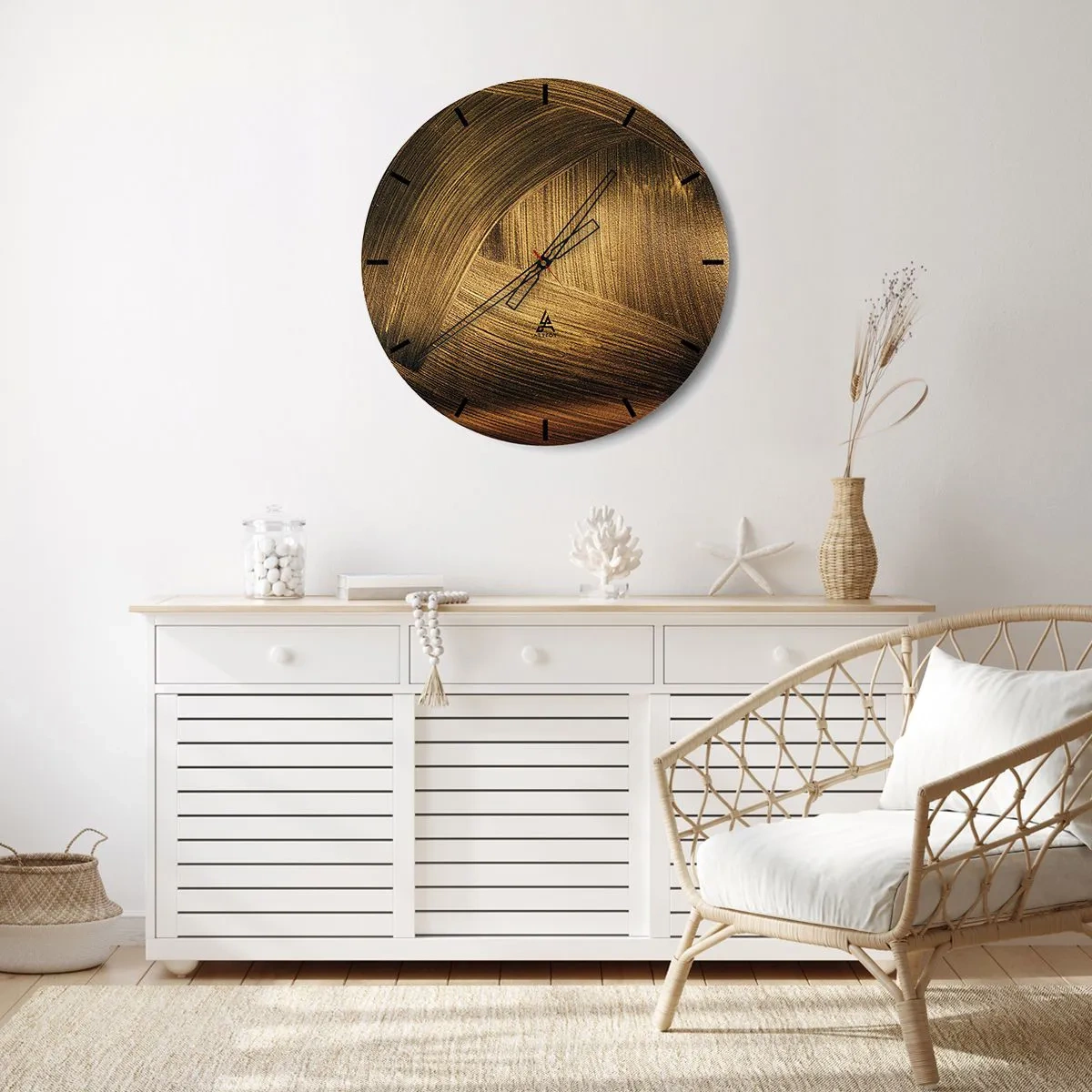 Reloj de pared - Reloj de vidrio - En un laberinto de oro - 40x40 cm