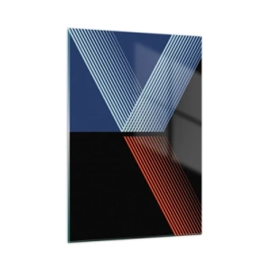 Cuadro sobre vidrio - Impresiones sobre Vidrio - Una composición geométrica moderna con líneas y contraste de colores. - 50x70cm - La rectitud - Decoración de pared moderna para salón y dormitorio ARTTOR