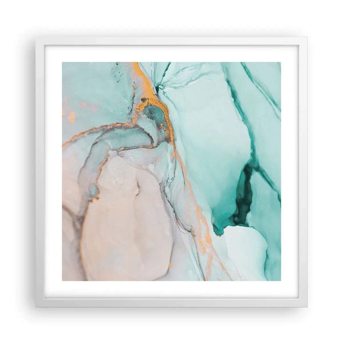 Póster en marco blanco - Danza de formas y colores - 50x50 cm