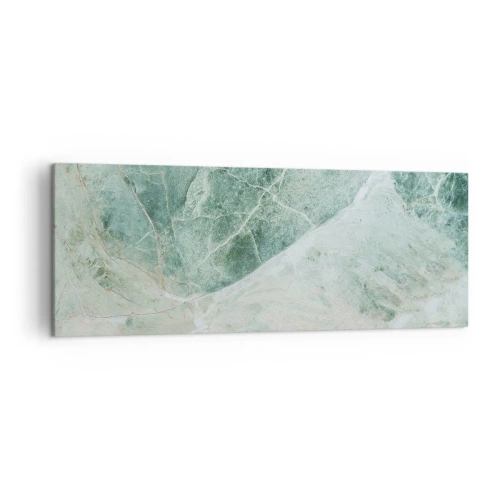 Cuadro sobre lienzo - Impresión de Imagen - Mármol verde con delicadas vetas blancas. - 140x50cm - El noble frescor de la piedra - Decoración de pared moderna para salón y dormitorio ARTTOR