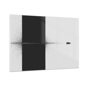 Cuadro sobre vidrio - Impresiones sobre Vidrio - Una composición abstracta en blanco y negro con una línea dinámica. - 100x70cm - Directa al objetivo - Decoración de pared moderna para salón y dormitorio ARTTOR
