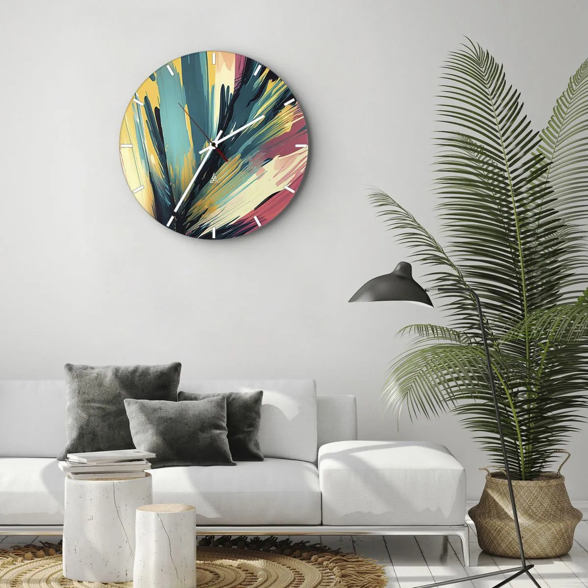 Reloj de pared - Reloj de vidrio - Composición - una explosión de alegría - 40x40 cm