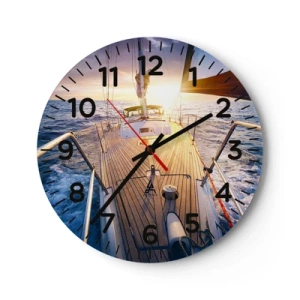 Reloj de pared - Reloj de vidrio - Corriendo sobre las olas - 40x40 cm