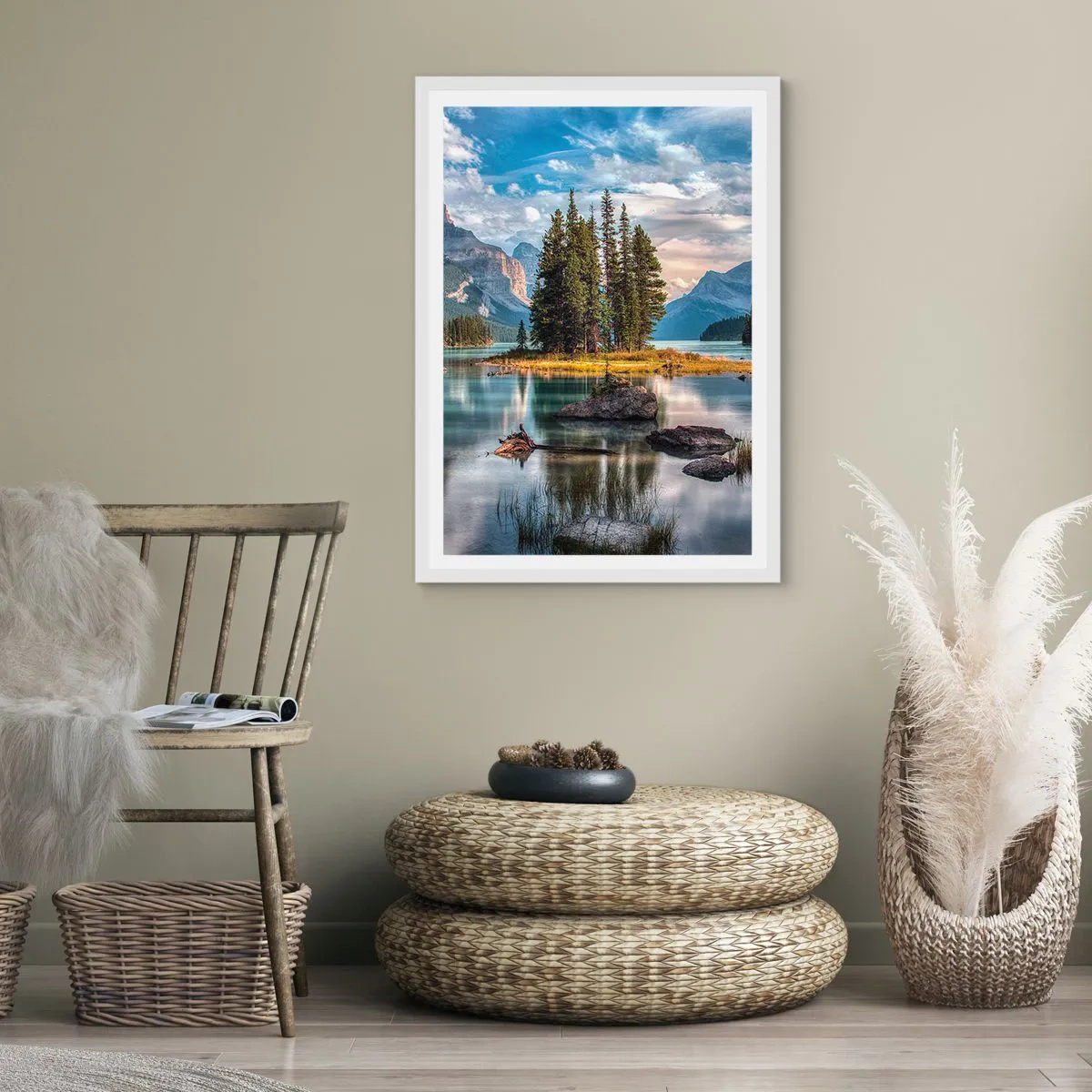 Póster en marco blanco - Sobre el agua cristalina... - 50x70 cm