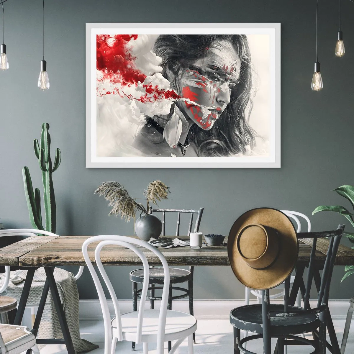 Póster en marco blanco - En los humos del absurdo - 50x40 cm